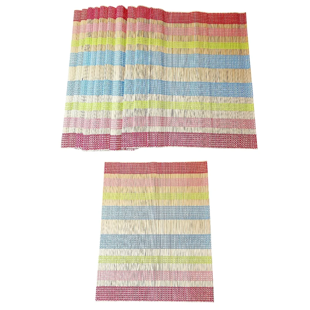 Vintage Bamboo Reed Wood Fiesta Striped Placemats Tiki Bar Tropical, Set of 10